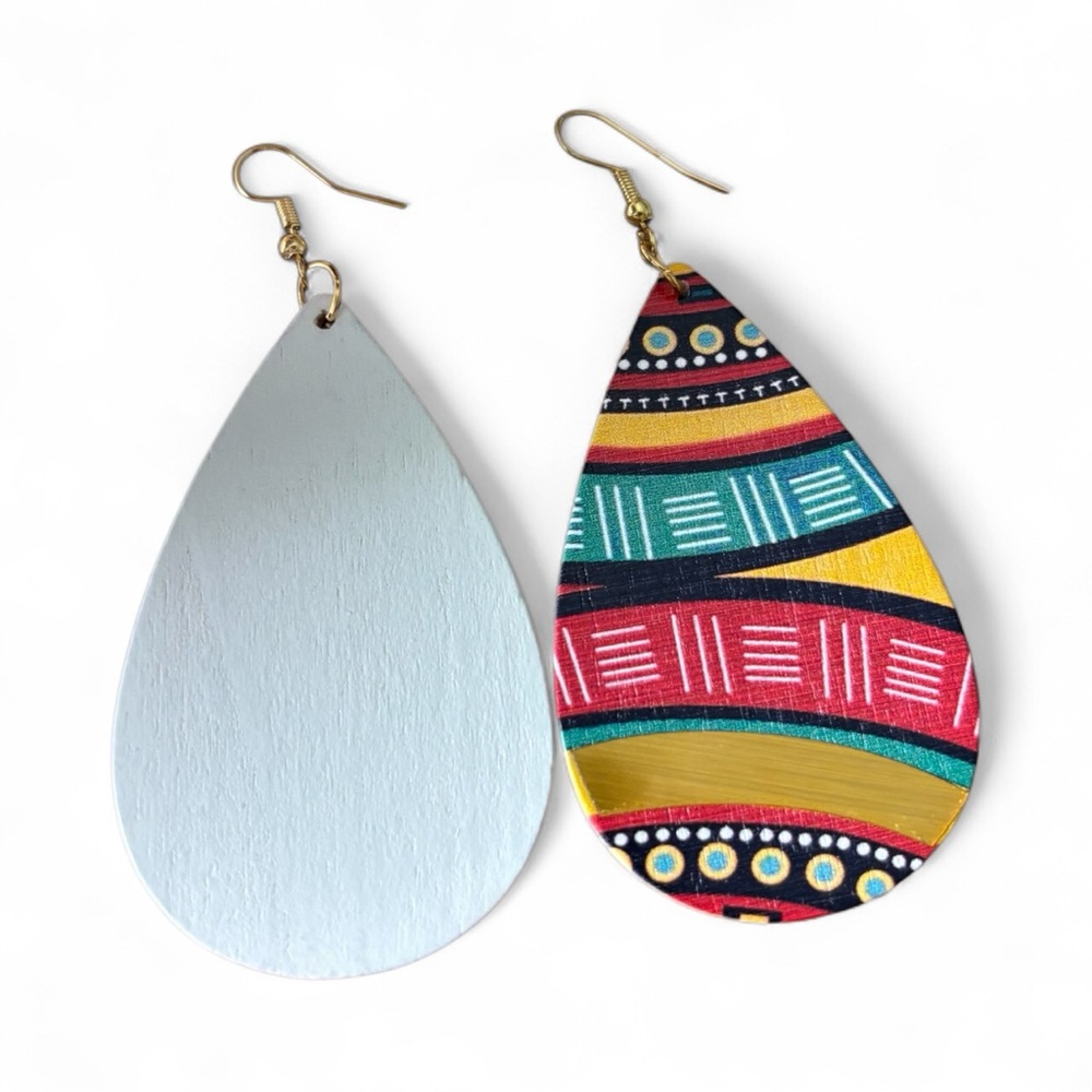 Fashion Jewelry Colorful Patterned Teardrop Earrings - Picture 5 of 6